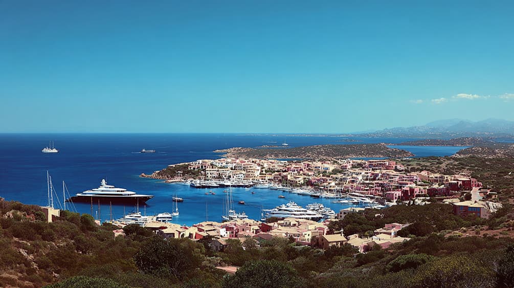Porto Cervo marina with luxury yachts