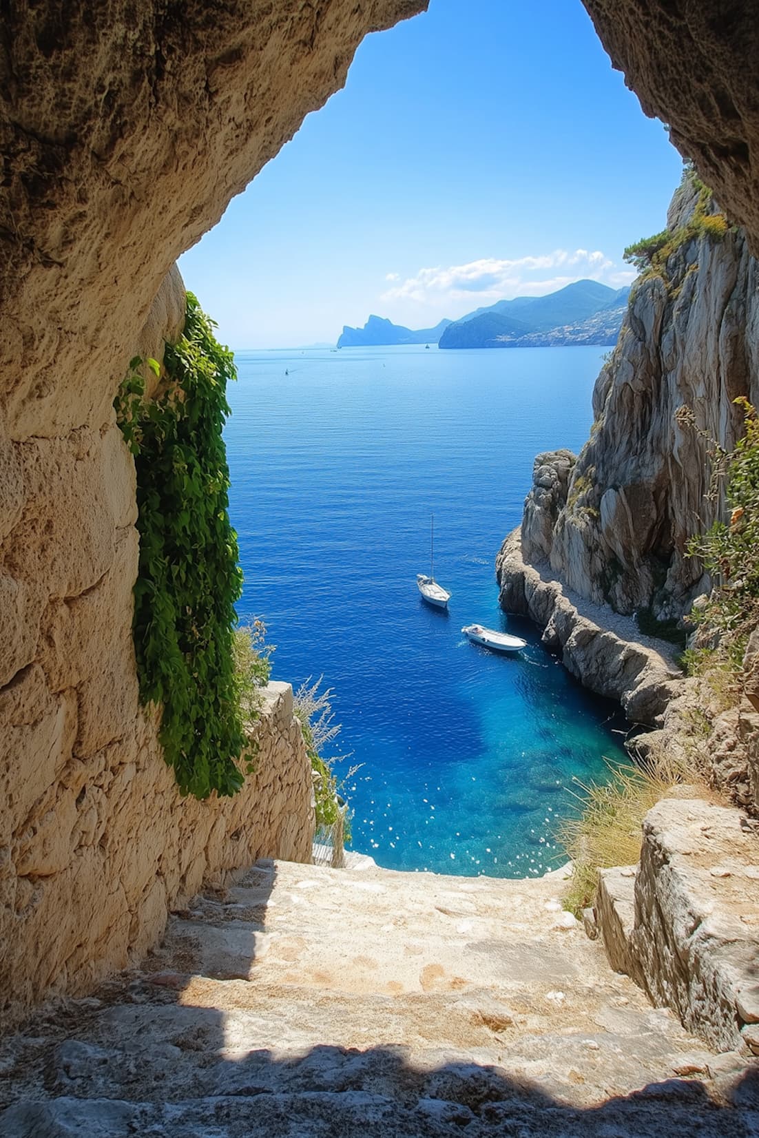 Calm coastal launch setting around Cannigione in Sardinia