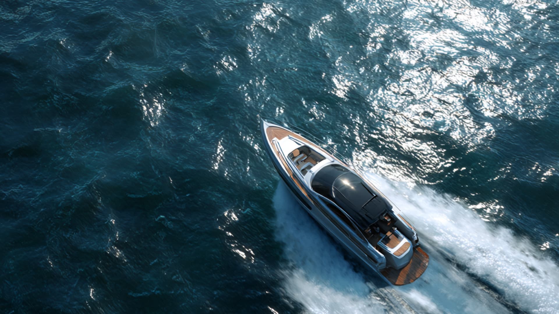 Motor boat approaching a secluded Sardinian beach